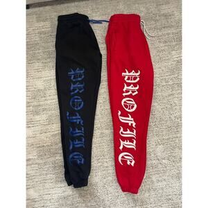 High Profile Detroit Gothic Letter Sweatpants Joggers Red XL Streetwear